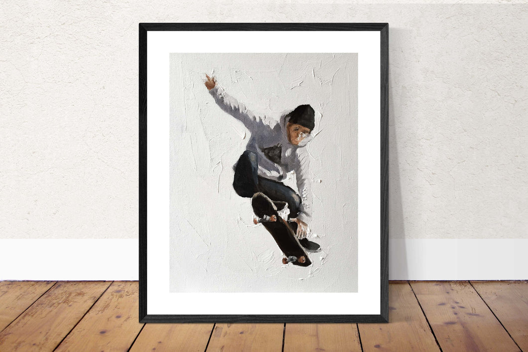 Skateboarder Painting, Wall art, skateboarding Canvas Print, Fine Art - from original oil painting by James Coates