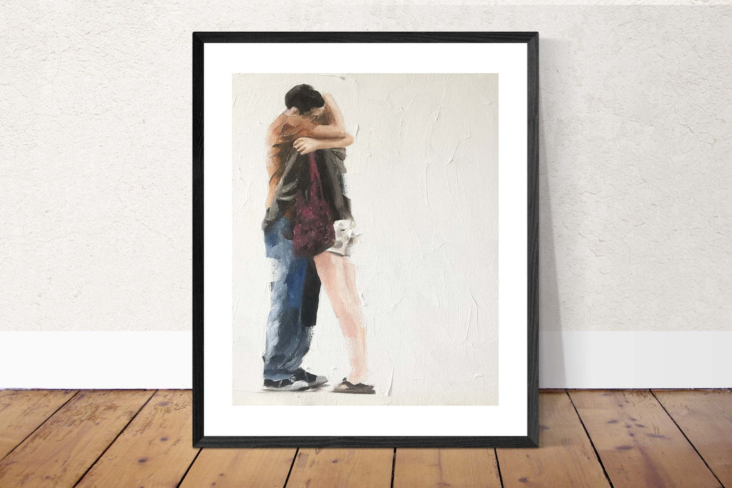 Love Painting, couple Poster, romance Wall art, Canvas Print, Fine Art - from original oil painting by James Coates