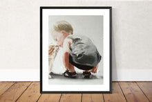 Load image into Gallery viewer, Boy and cat Painting, Poster, Prints, Originals, Commissions - Fine Art - from original oil painting by James Coates
