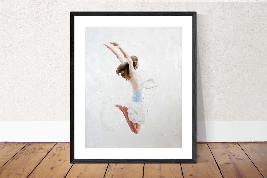 Girl jumping for joy Painting- Poster - Wall art - Canvas Print - Fine Art - from original oil painting by James Coates