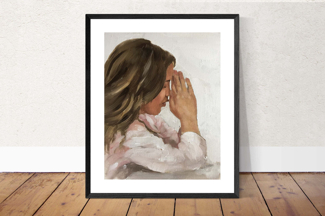 Praying Painting, prayer Poster, Wall art , Canvas Print,  Fine Art - from original oil painting by James Coates