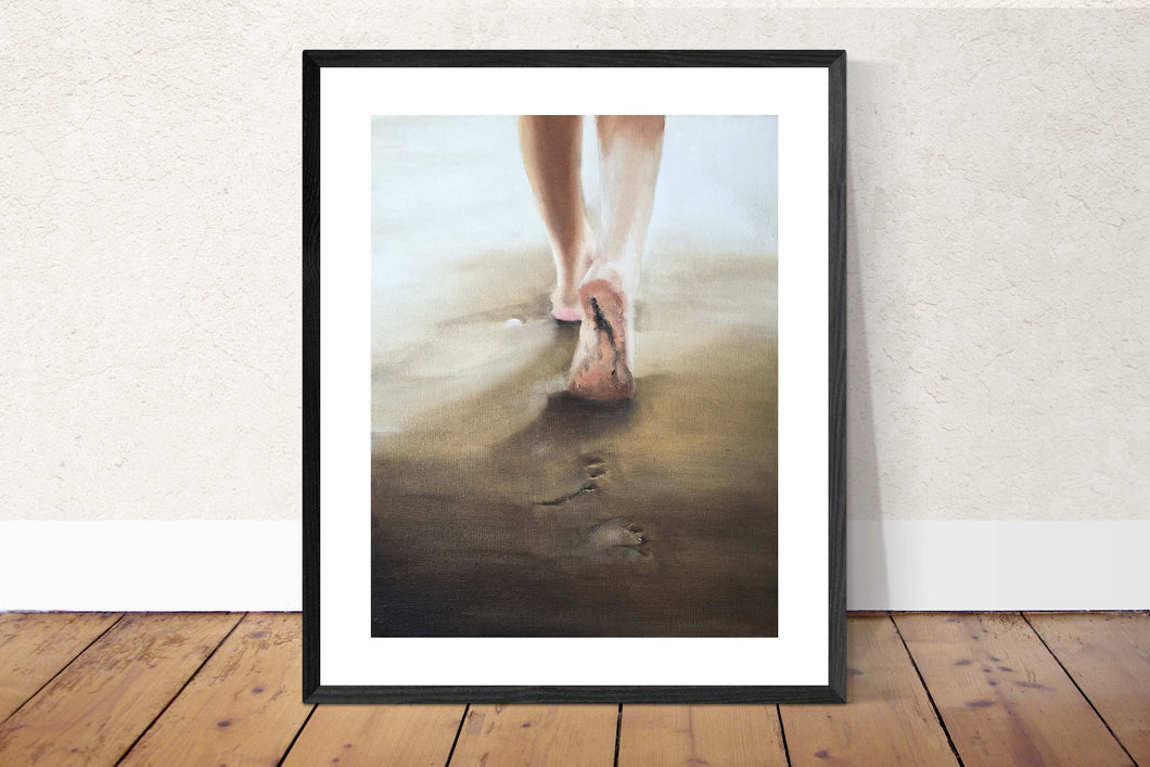footsteps in the Ocean - Painting Beach art - Beach Prints - Fine Art - from original oil painting by James Coates