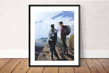 Load image into Gallery viewer, Couple hiking - Painting -Wall art - Canvas Print - Fine Art - from original oil painting by James Coates
