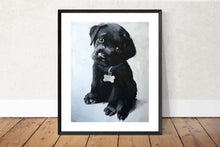 Load image into Gallery viewer, Black Labrador Puppy Painting, Canvas, Posters, Commissions, Fine Art - from original oil painting by James Coates
