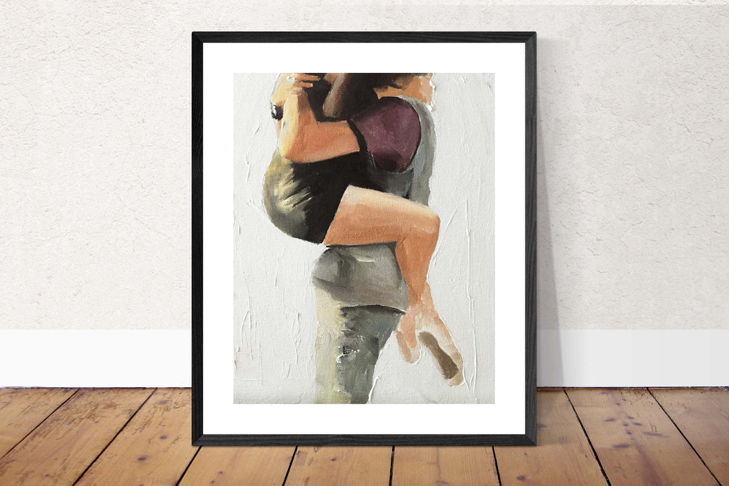 Couple hugging Painting - Poster  -Wall art - Canvas Print - Fine Art - from original oil painting by James Coates