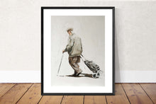 Load image into Gallery viewer, Old man shopping Painting, Prints, Posters, Canvas, Originals, Commissions, Fine Art - from original oil painting by James Coates
