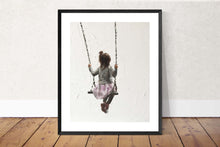 Load image into Gallery viewer, Girl swinging Painting - Poster - Wall art - Canvas Print - Fine Art - from original oil painting by James Coates
