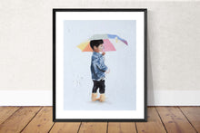 Load image into Gallery viewer, Boy with umbrella Painting, PRINTS, Canvas, Painting, Commissions - Fine Art - from original oil painting by James Coates
