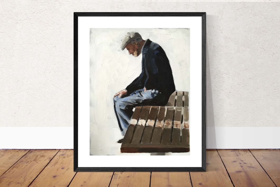 Old man thinking Painting, Prints, Posters, Canvas, Originals, Commissions, Fine Art - from original oil painting by James Coates