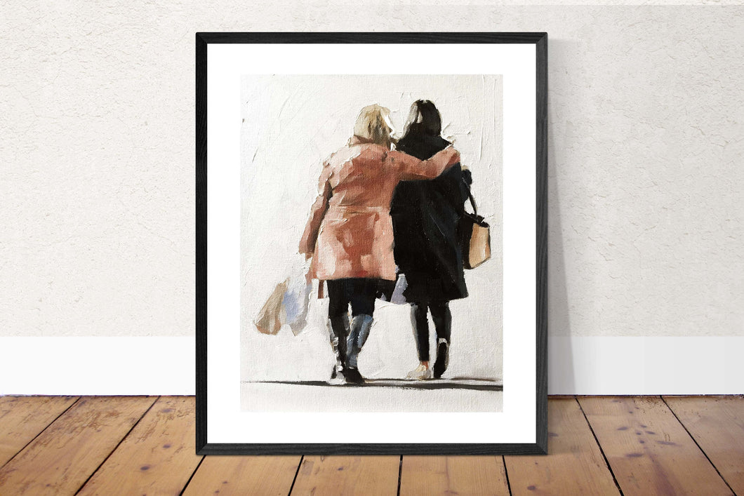 Friends shopping Painting, Posters, Prints, Originals, Commissions, Fine Art - from original oil painting by James Coates