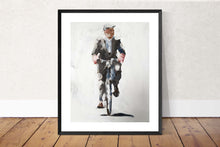 Load image into Gallery viewer, Man Cycling Painting, Prints, Posters, Originals, Commissions, Fine Art - from original oil painting by James Coates
