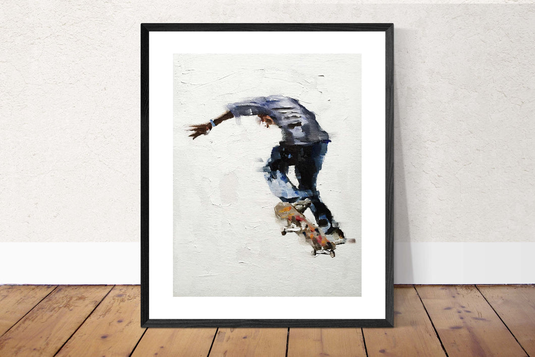 Skateboarder Painting,PRINTS, Canvas Poster, Commissions, Fine Art - from original oil painting by James Coates