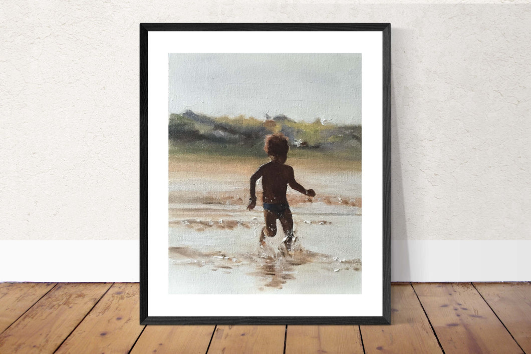 Boy on beach, Painting Beach art, Beach Prints , Fine Art - from original oil painting by James Coates