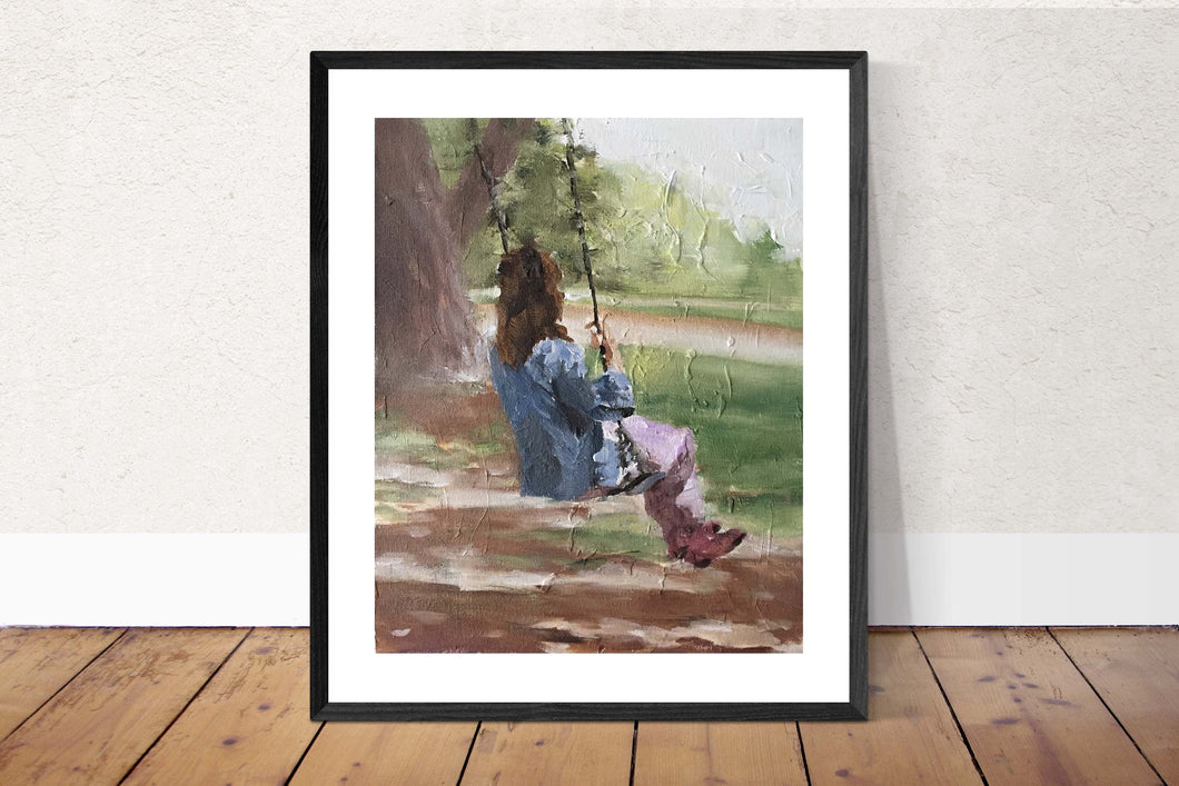 Girl on swing Painting, Poster, Wall art, Prints - Fine Art - from original oil painting by James Coates
