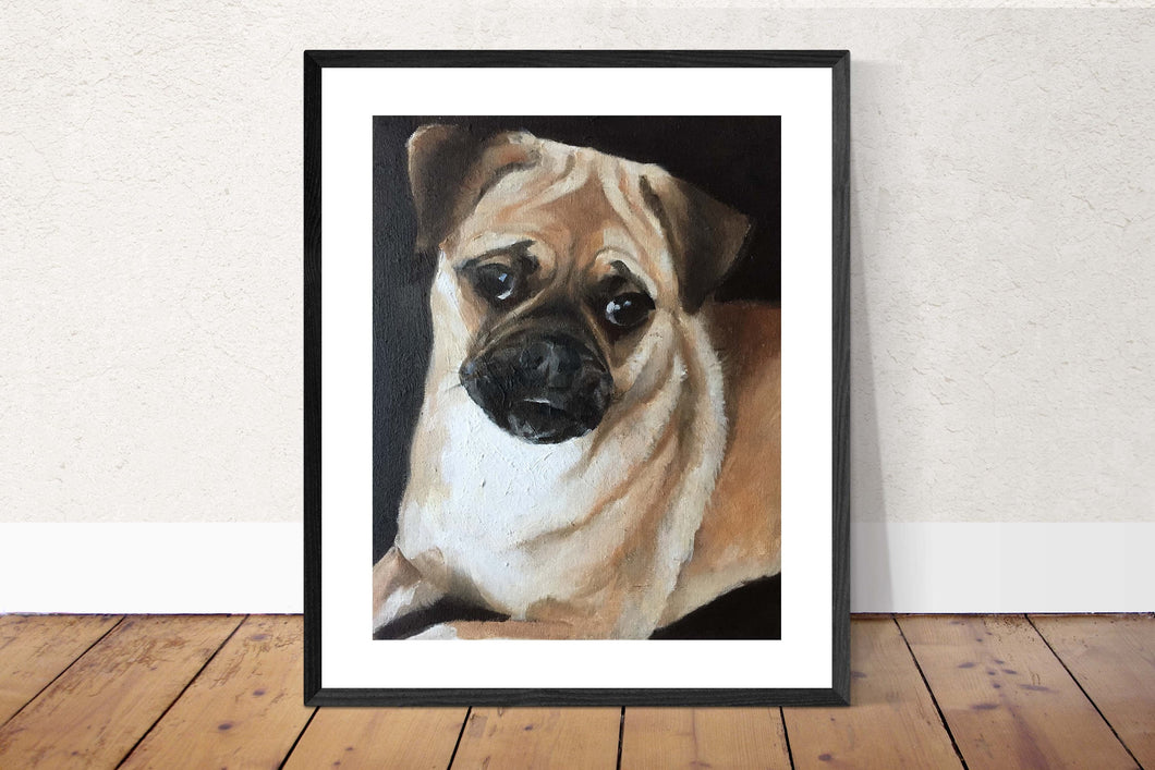 Pug Dog Painting, Prints, Posters, Originals, Commissions, Fine Art - from original oil painting by James Coates