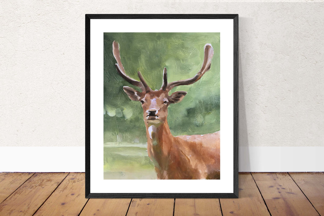 Stag Painting, deer Poster, Wall art, Canvas Print, Fine Art - from original oil painting by James Coates