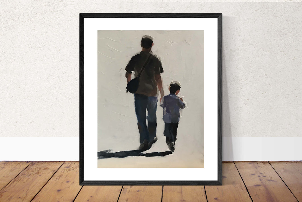 Daddy and Boy Painting, Family Wall art, Family Canvas Print, Family Fine Art - from original oil painting by James Coates