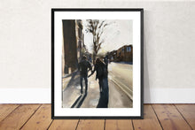 Load image into Gallery viewer, Couple in the street Painting, Print, Canvas, Posters, Originals, Commissions , Fine Art - from original oil painting by James Coates

