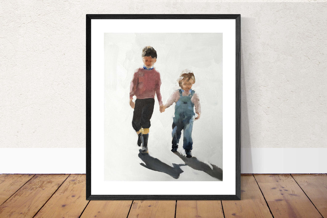 Children holding hands Painting, Prints, Posters, Originals, Commissions, Fine Art - from original oil painting by James Coates