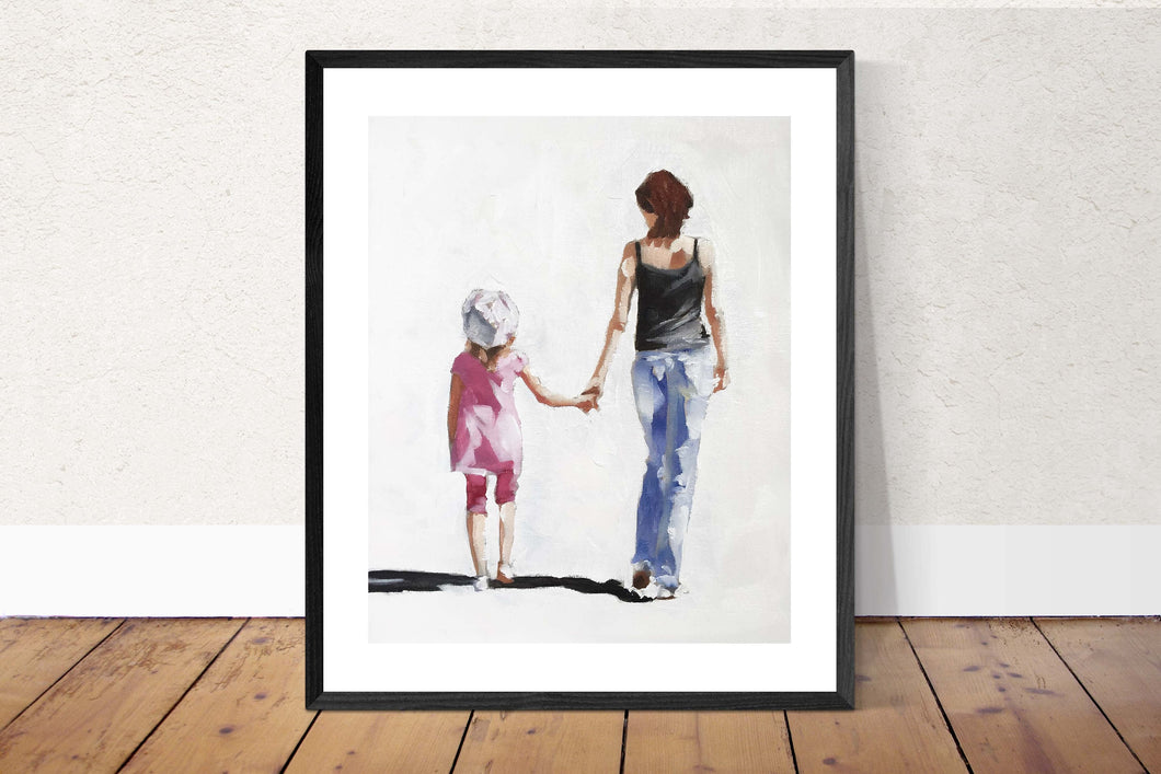 Mother and daughter Painting, Family Wall art, Canvas Print, Fine Art - from original oil painting by James Coates