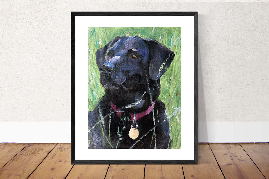 Black Labrador dog - Painting  -Dog art - Dog Prints - Fine Art - from original oil painting by James Coates