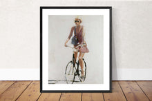 Load image into Gallery viewer, Woman Cycling Painting, Prints, Canvas, Posters, Original art, Commissions, Fine Art - from original oil painting by James Coates
