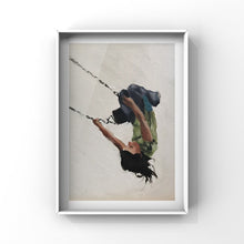 Load image into Gallery viewer, Girl on swing - Painting - Poster - Wall art - Canvas Print - Fine Art - from original oil painting by James Coates
