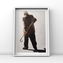 Load image into Gallery viewer, Old man and Cane Painting, Prints, Canvas, Poster, Originals, Commissions, Fine Art - from original oil painting by James Coates
