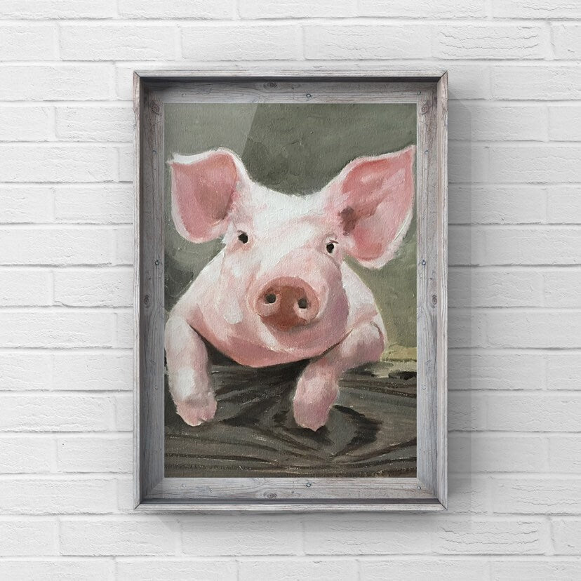 Pig Painting, Pig Wall art, Pig Canvas Print, Pig Fine Art, from original oil painting by James Coates