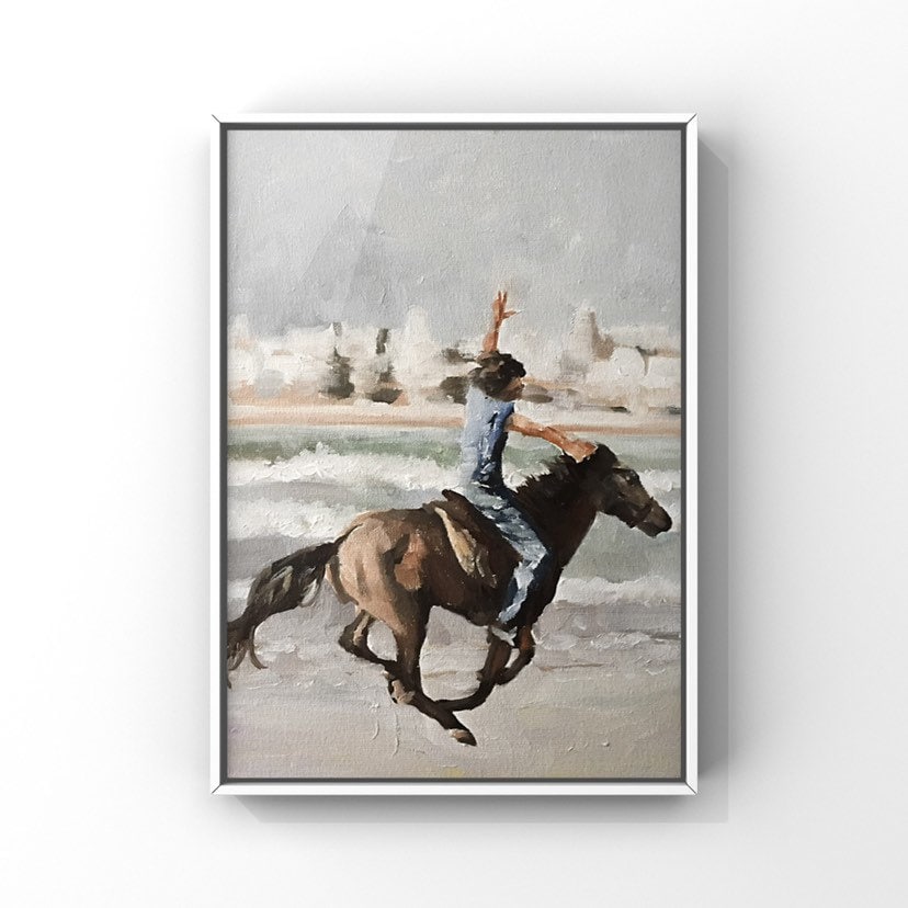 Horse riding Painting, Horse Poster,Wall art, Canvas Print, Fine Art - from original oil painting by James Coates