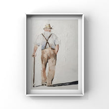 Load image into Gallery viewer, Old man Painting, Old man with cane Poster, man with cane Wall art , Canvas Print - Fine Art - from original oil painting by James Coates
