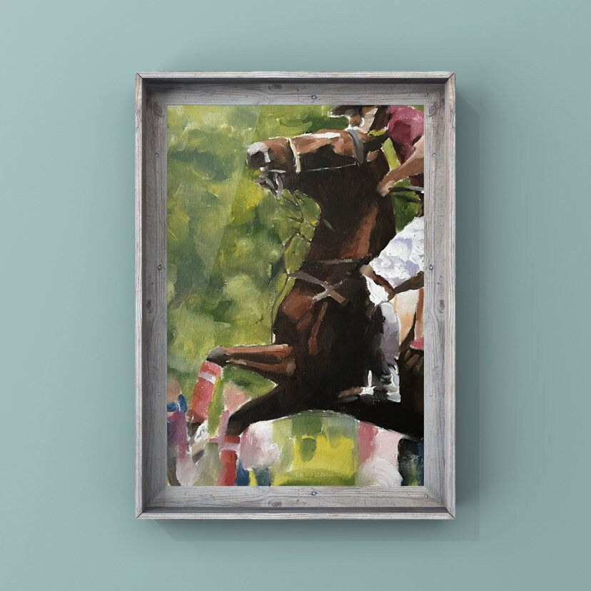 Horse racing Painting, horse Poster, Wall art, Canvas Print, Fine Art - from original oil painting by James Coates