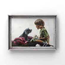 Load image into Gallery viewer, Boy and dog - Painting - Poster - Wall art - Canvas Print - Fine Art - from original oil painting by James Coates
