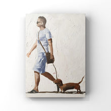 Load image into Gallery viewer, Walking the dog - Painting  -Dog art - Dog Prints - Fine Art - from original oil painting by James Coates
