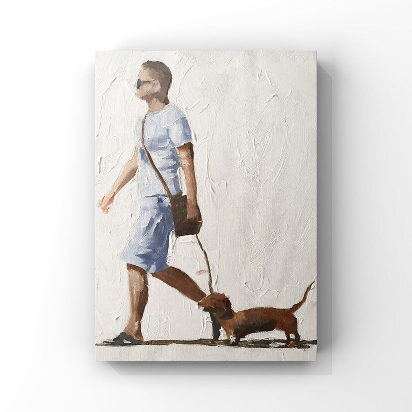Walking the dog - Painting  -Dog art - Dog Prints - Fine Art - from original oil painting by James Coates