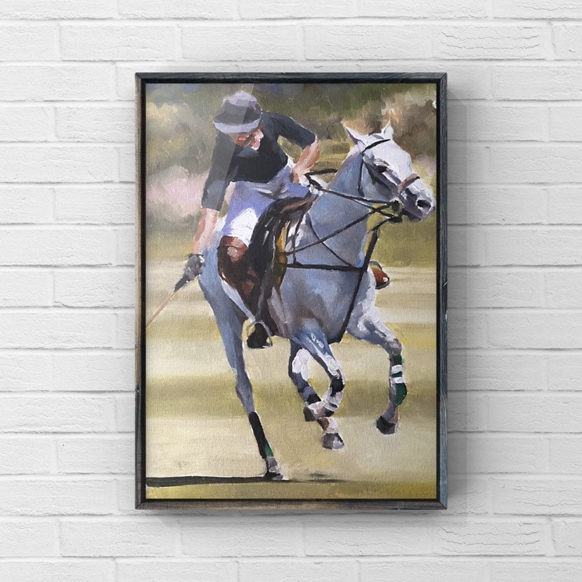 Horse Painting, Polo Poster, horse Wall art, Canvas Print, Fine Art - from original oil painting by James Coates