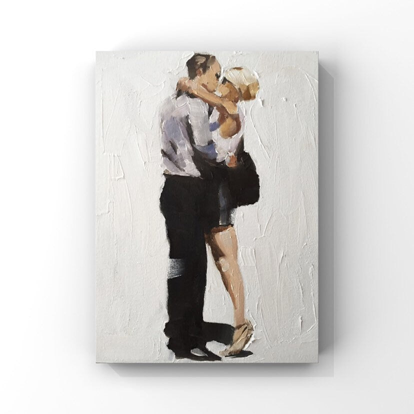 Couple kissing Painting - Poster - Wall art - Canvas Print - Fine Art - from original oil painting by James Coates
