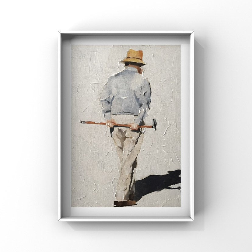 Old Man walking Painting, Prints, Canvas, Posters, Originals, Commissions - Fine Art - from original oil painting by James Coates