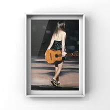 Load image into Gallery viewer, Guitar player, Guitar Painting, Guitar Wall art, Guitar Canvas Print, Fine Art, from original oil painting by James Coates
