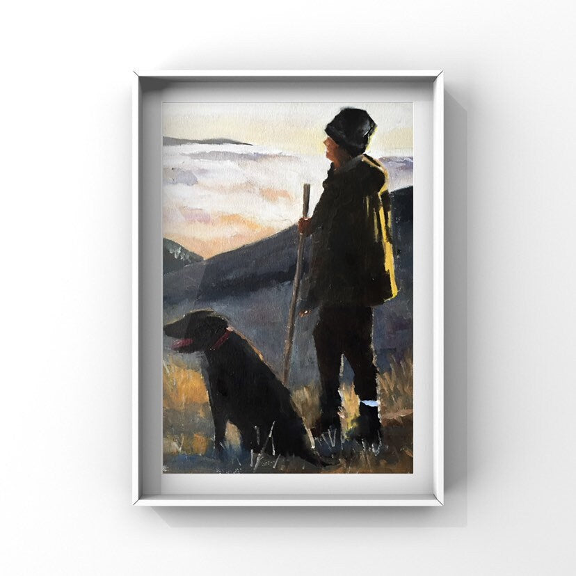 Man and dog Painting, Dog art, Dog Print, Fine Art - from original oil painting by James Coates