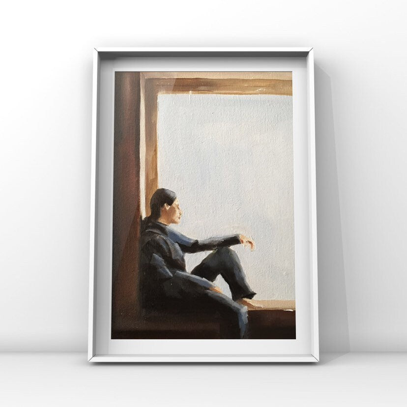 Woman in window - Painting -Wall art - Canvas Print - Fine Art - from original oil painting by James Coates