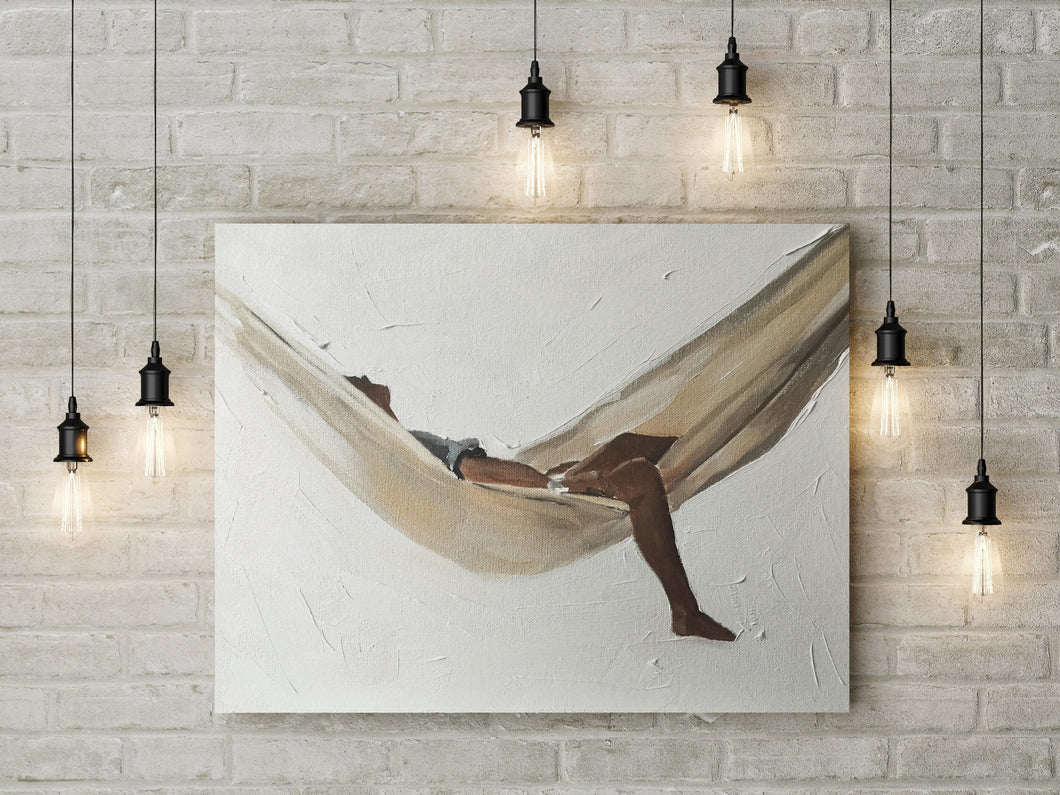 Woman in Hammock Painting Wall art - Canvas Print - Fine Art - from original oil painting by James Coates