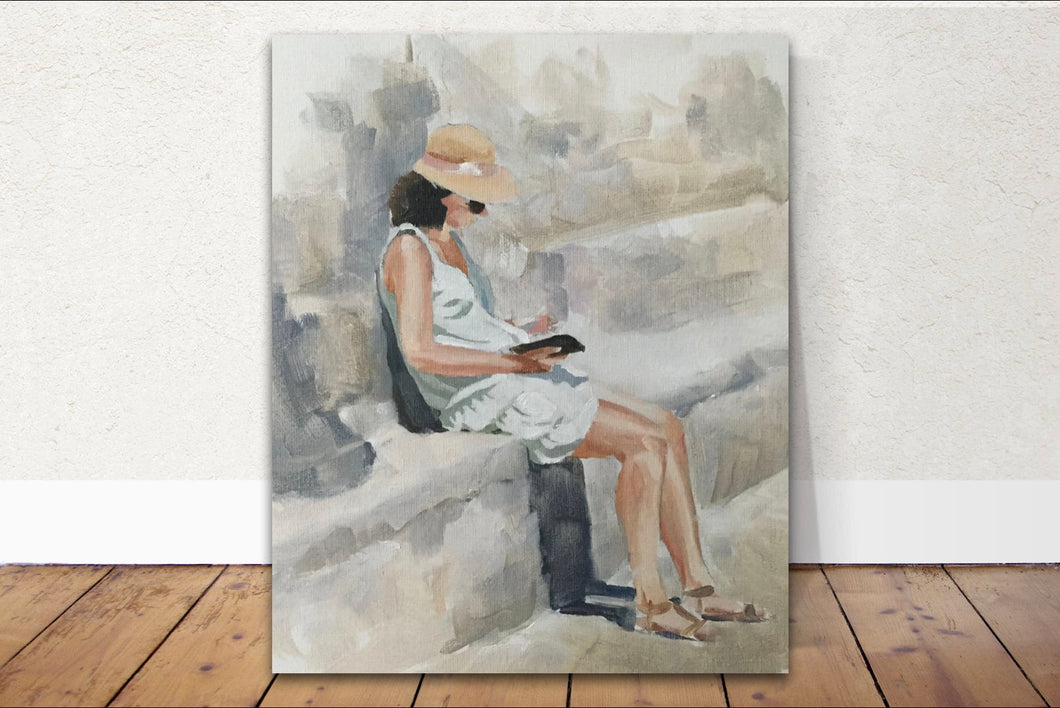 Woman reading Painting , PRINTS, Canvas, Posters, Fine Art, commissions, from original oil painting by James Coates