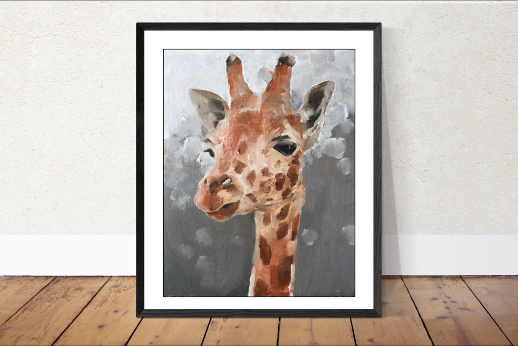 Giraffe Painting, animal Poster, Wall art, Canvas Print, Fine Art - from original oil painting by James Coates