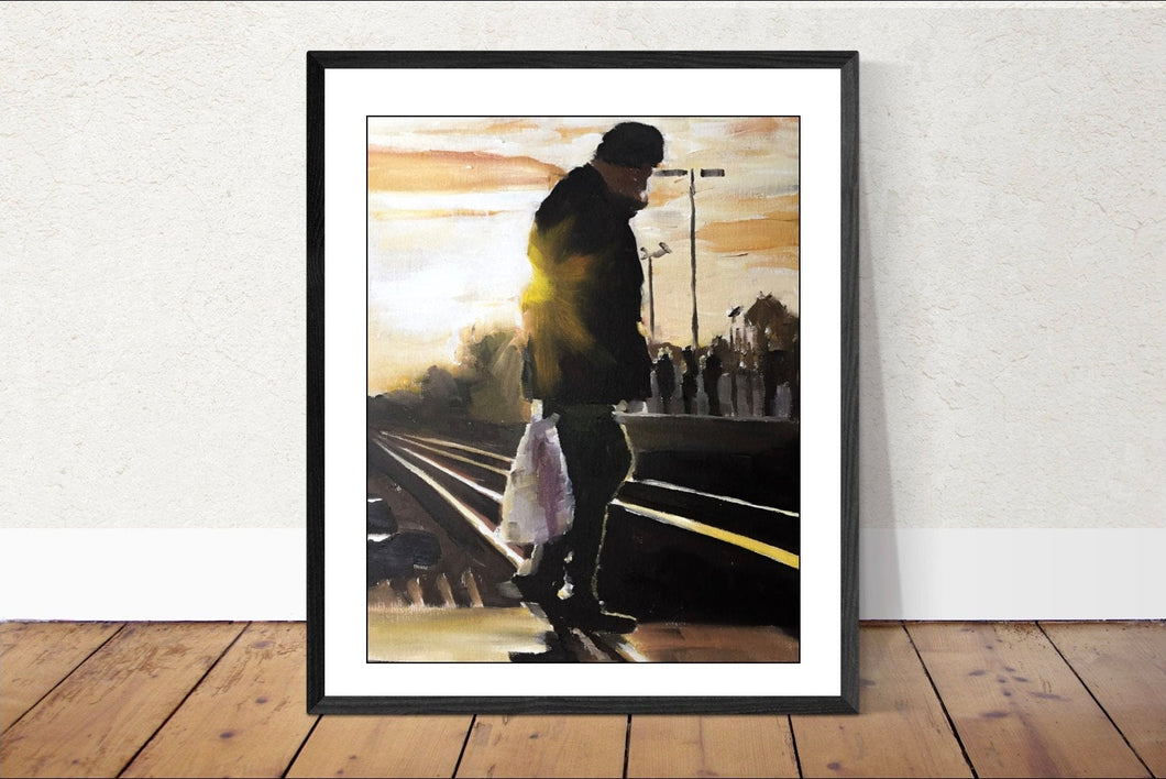 Man waiting Painting, Poster, Wall art, Print, Commission, Fine Art - from original oil painting by James Coates