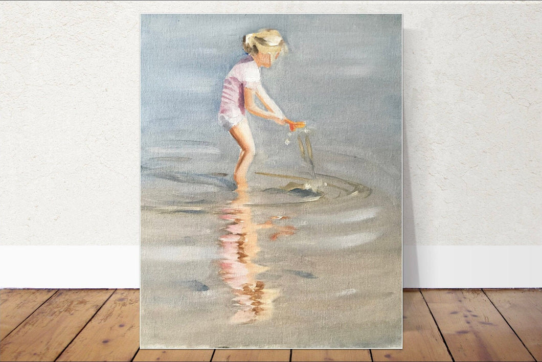 Beach girl Painting ,Prints, Canvas, Posters, Originals, Commissions, Fine Art, from original oil painting by James Coates