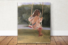 Load image into Gallery viewer, Girl on swing Painting, Poster, Wall art, Canvas Print , Fine Art - from original oil painting by James Coates
