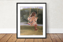 Load image into Gallery viewer, Girl on swing Painting, Poster, Wall art, Canvas Print , Fine Art - from original oil painting by James Coates
