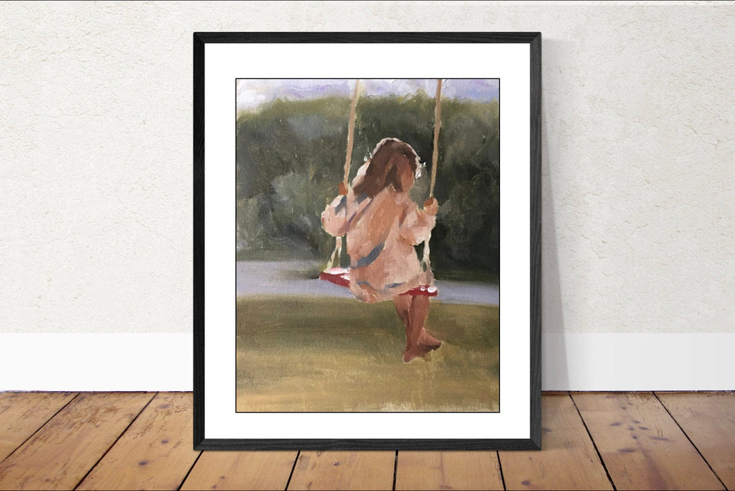 Girl on swing Painting, Poster, Wall art, Canvas Print , Fine Art - from original oil painting by James Coates