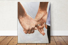 Load image into Gallery viewer, Love Painting, Holding hands Poster, couple Wall art , Canvas Print , Fine Art - from original oil painting by James Coates
